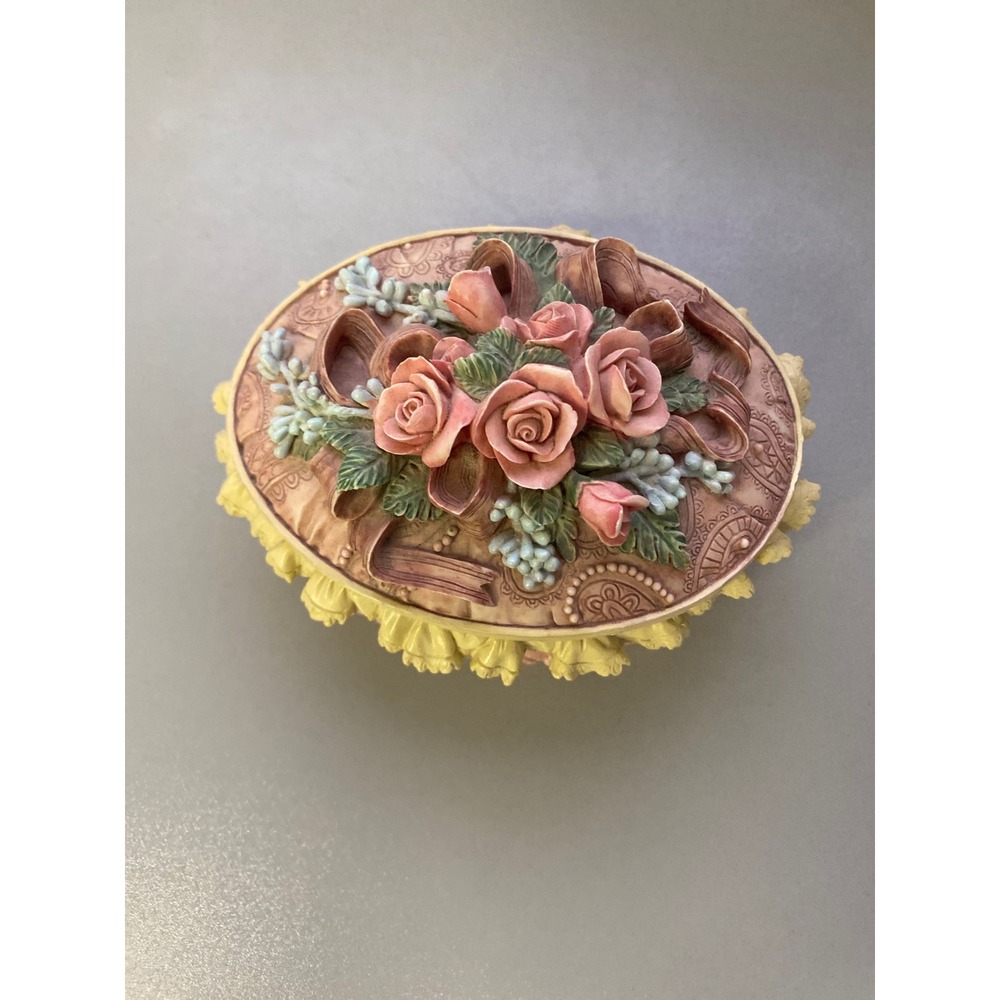 The San Francisco Music‎ Box Company Oval Rose Music Box Trinket Dish